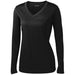 Black Ladies LoSleeve V-Neck Moisture Wicking Athletic T-Shirt