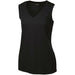 Black Ladies Sleeveless Moisture Wicking V-Neck Workout Shirt