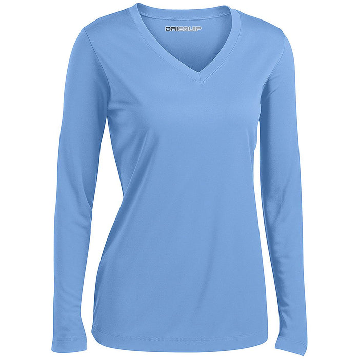 DRI-EQUIP Ladies Long Sleeve V-Neck Moisture Wicking Athletic T-Shirts