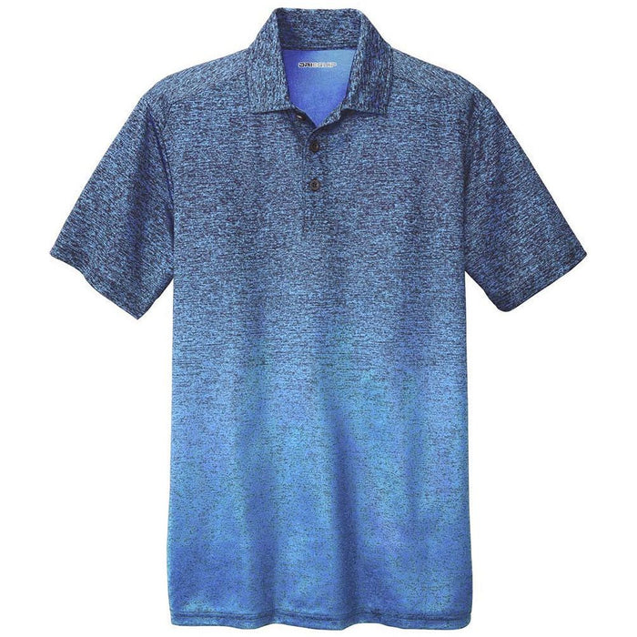 Ombre Heather Polo in Carolina Blue color – Moisture-Wicking Performance.