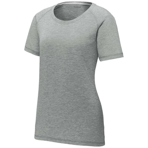 Dark Grey Heather Ladies Tri-Blend Wicking Raglan Workout Tee