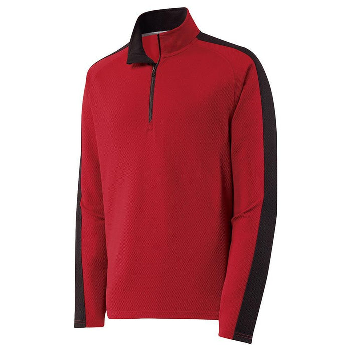 Red/Black Textured Stripe 1/4-Zip Pullover