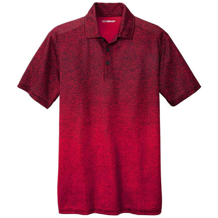 Ombre Heather Polo in Deep Red shade – Snag-Resistant Style.