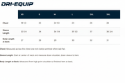 DRI-EQUIP Branded Size Chart