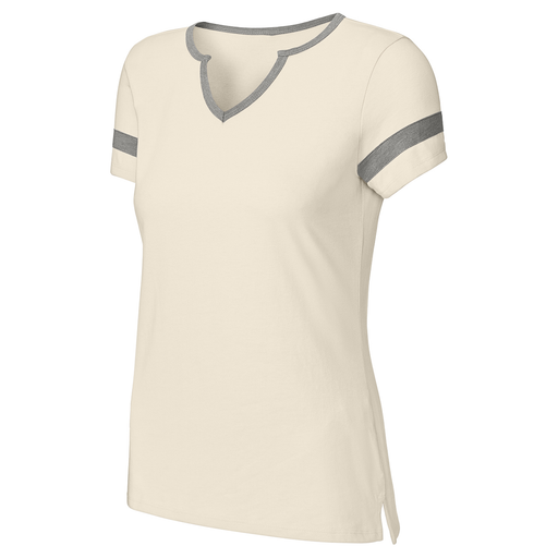 Ecru/Vintage Heather Notch Neck Tee
