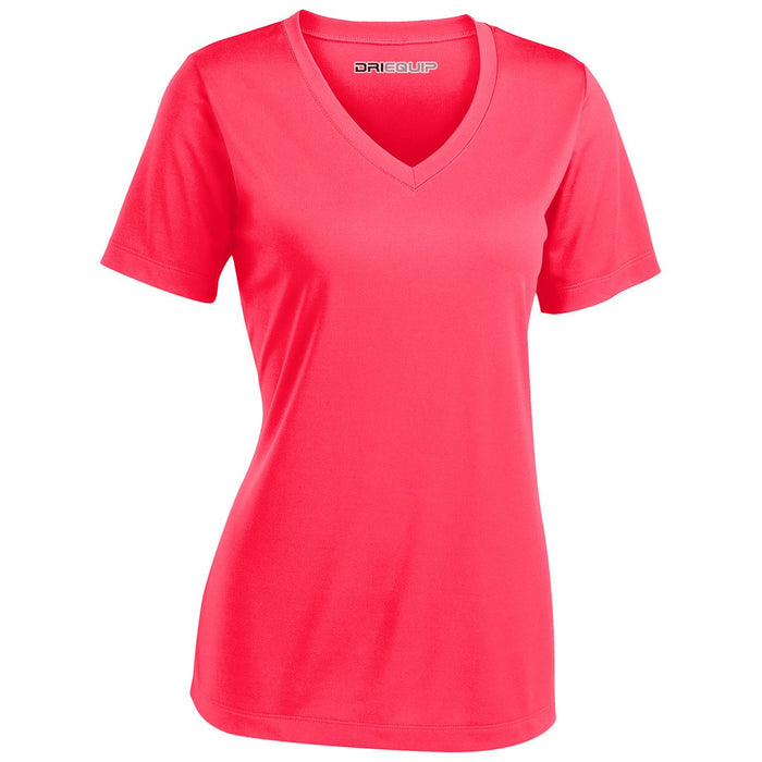 DRI-EQUIP Ladies Short Sleeve V-Neck Moisture Wicking Athletic T-Shirts