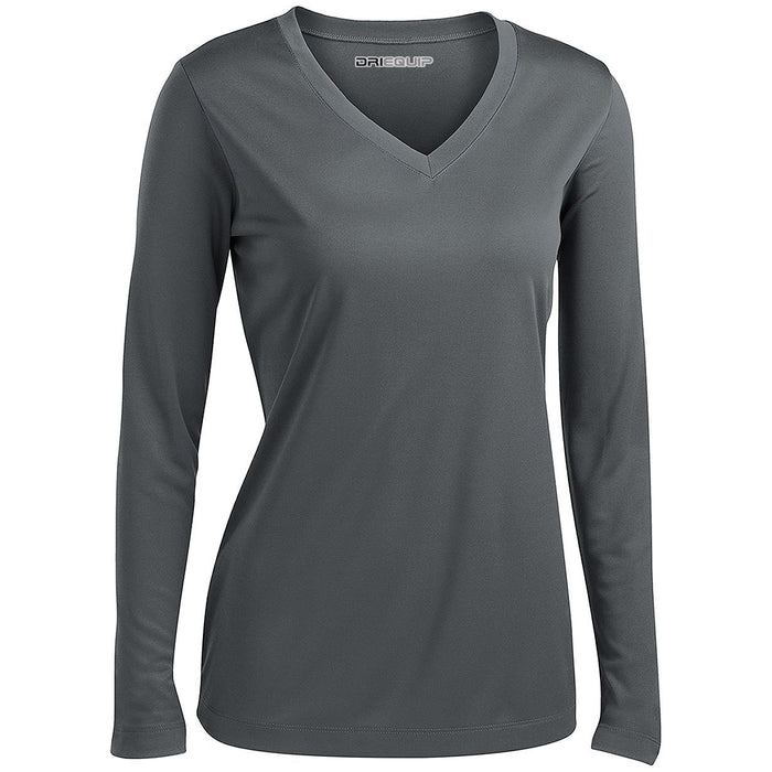 DRI-EQUIP Ladies Long Sleeve V-Neck Moisture Wicking Athletic T-Shirts