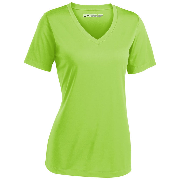 DRI-EQUIP Ladies Short Sleeve V-Neck Moisture Wicking Athletic T-Shirts