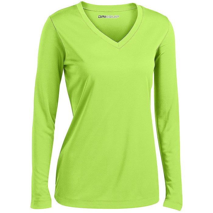 DRI-EQUIP Ladies Long Sleeve V-Neck Moisture Wicking Athletic T-Shirts