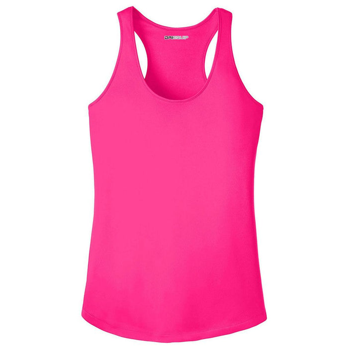 Neon Pink Ladies Moisture Wicking Racerback Tank Top