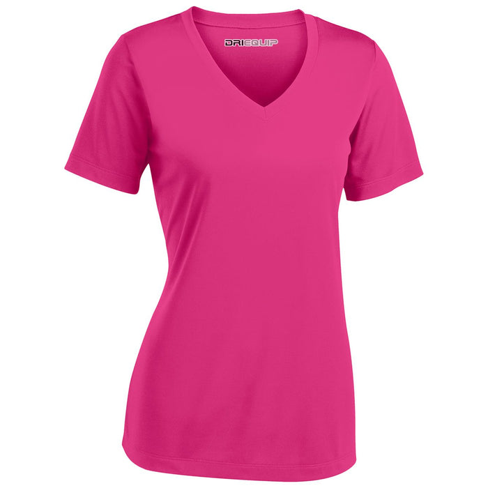 DRI-EQUIP Ladies Short Sleeve V-Neck Moisture Wicking Athletic T-Shirts