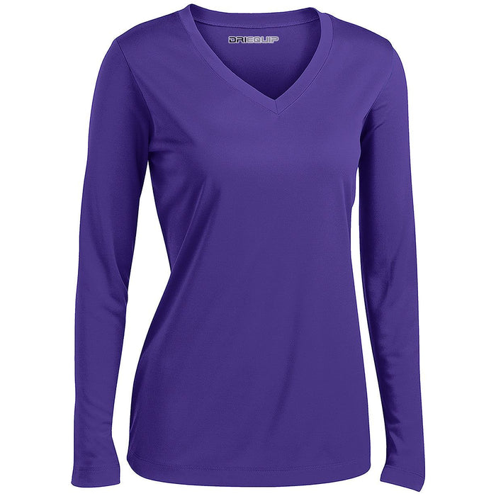 DRI-EQUIP Ladies Long Sleeve V-Neck Moisture Wicking Athletic T-Shirts