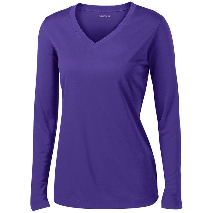 Purple Ladies LoSleeve V-Neck Moisture Wicking Athletic T-Shirt