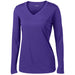 Purple Ladies LoSleeve V-Neck Moisture Wicking Athletic T-Shirt