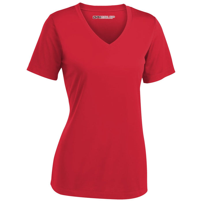 DRI-EQUIP Ladies Short Sleeve V-Neck Moisture Wicking Athletic T-Shirts