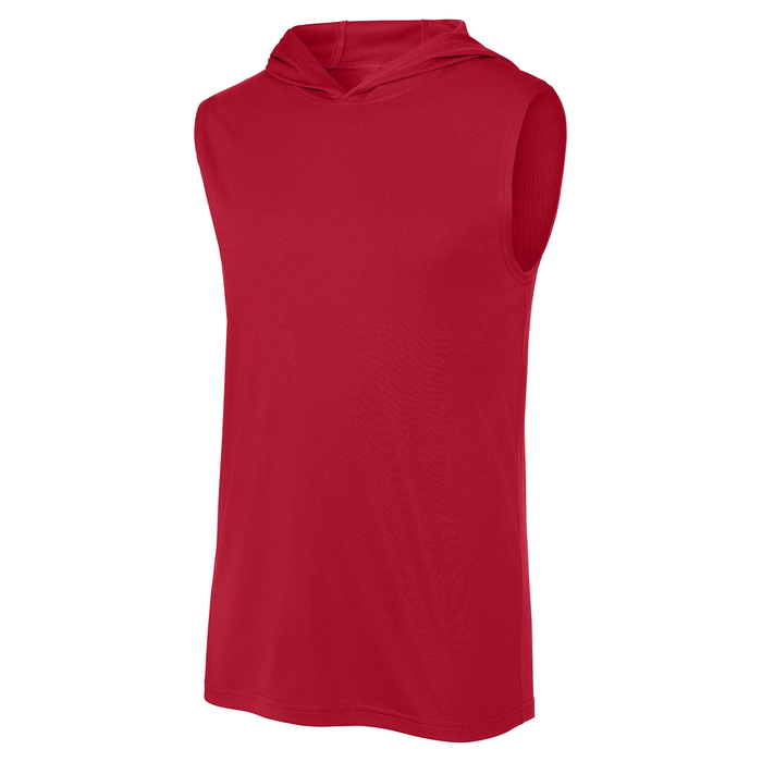 Deep Red Sleeveless Moisture Wicking Muscle Hoodie