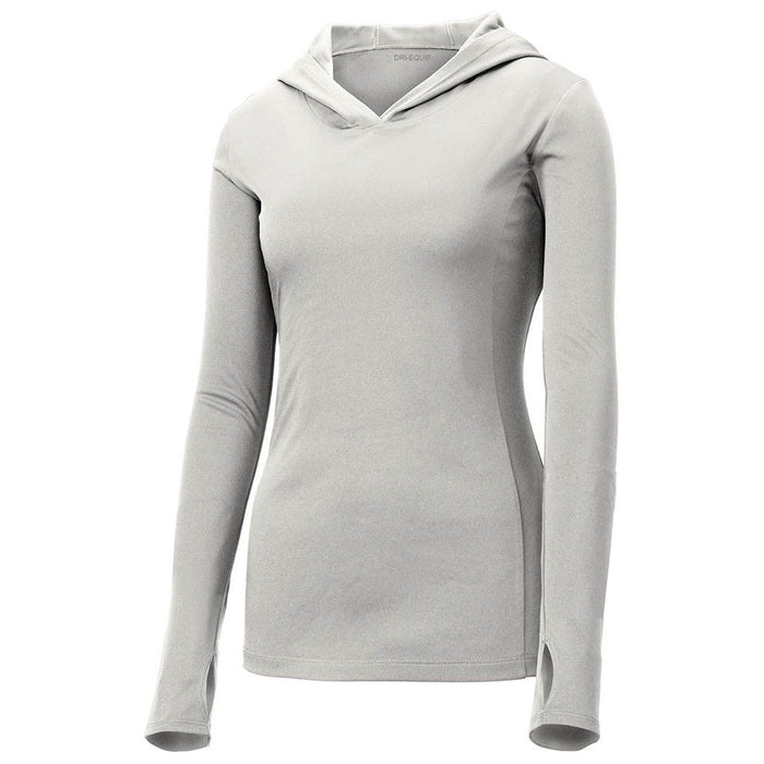 Silver Ladies Hooded Moisture Wicking Pullover