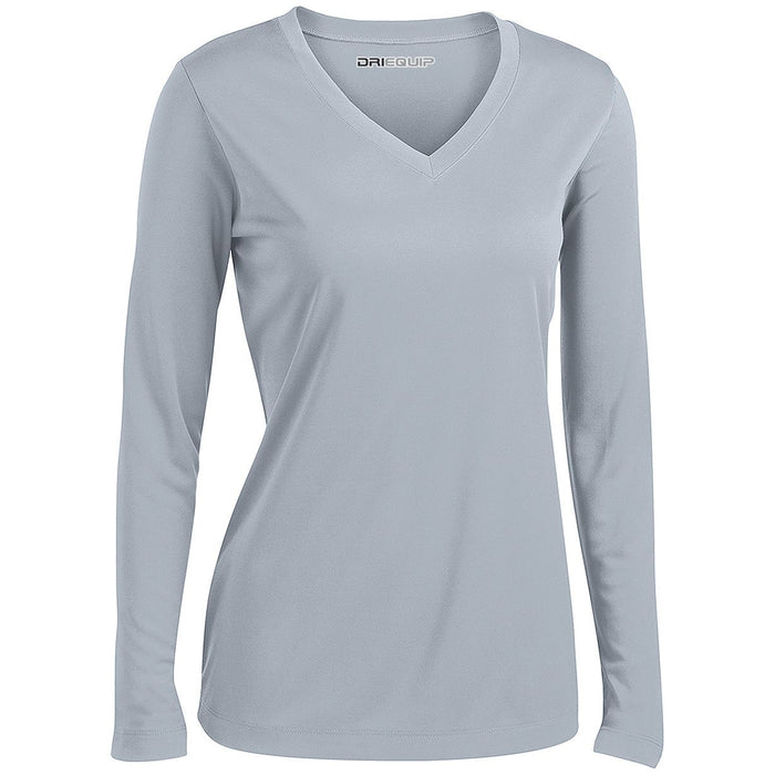 DRI-EQUIP Ladies Long Sleeve V-Neck Moisture Wicking Athletic T-Shirts