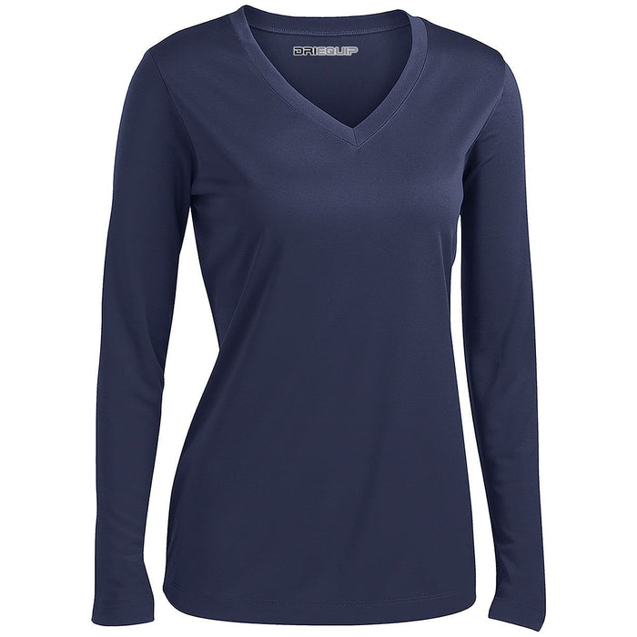 DRI-EQUIP Ladies Long Sleeve V-Neck Moisture Wicking Athletic T-Shirts