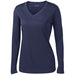 Navy Ladies LoSleeve V-Neck Moisture Wicking Athletic T-Shirt