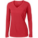 Red Ladies LoSleeve V-Neck Moisture Wicking Athletic T-Shirt