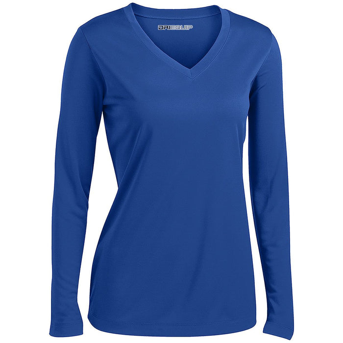 DRI-EQUIP Ladies Long Sleeve V-Neck Moisture Wicking Athletic T-Shirts