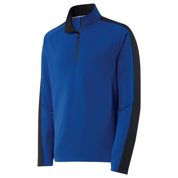 Royal/Black Textured Stripe 1/4-Zip Pullover