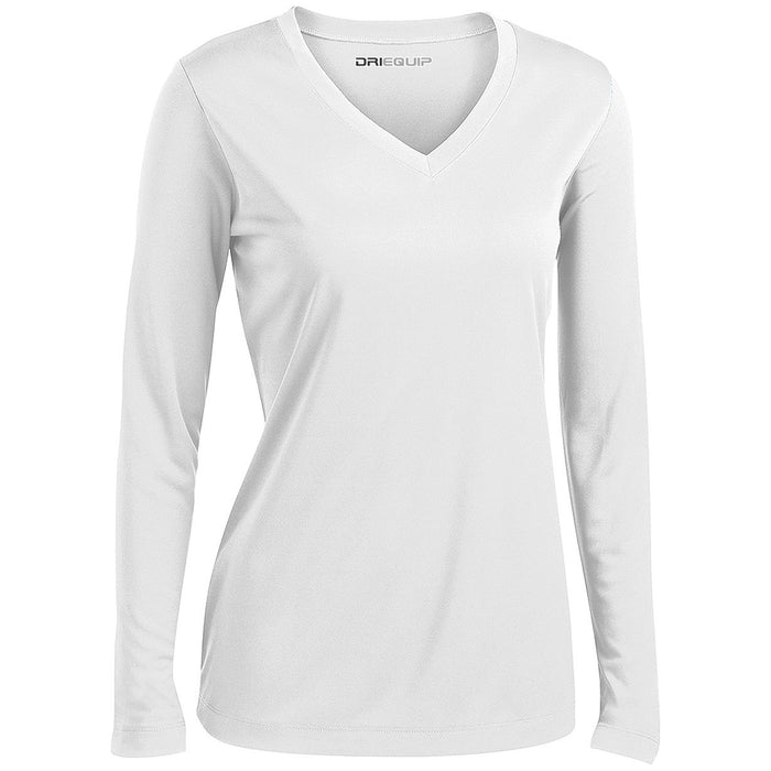 DRI-EQUIP Ladies Long Sleeve V-Neck Moisture Wicking Athletic T-Shirts