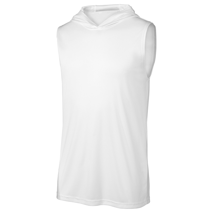 White Sleeveless Moisture Wicking Muscle Hoodie