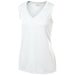 White Ladies Sleeveless Moisture Wicking V-Neck Workout Shirt